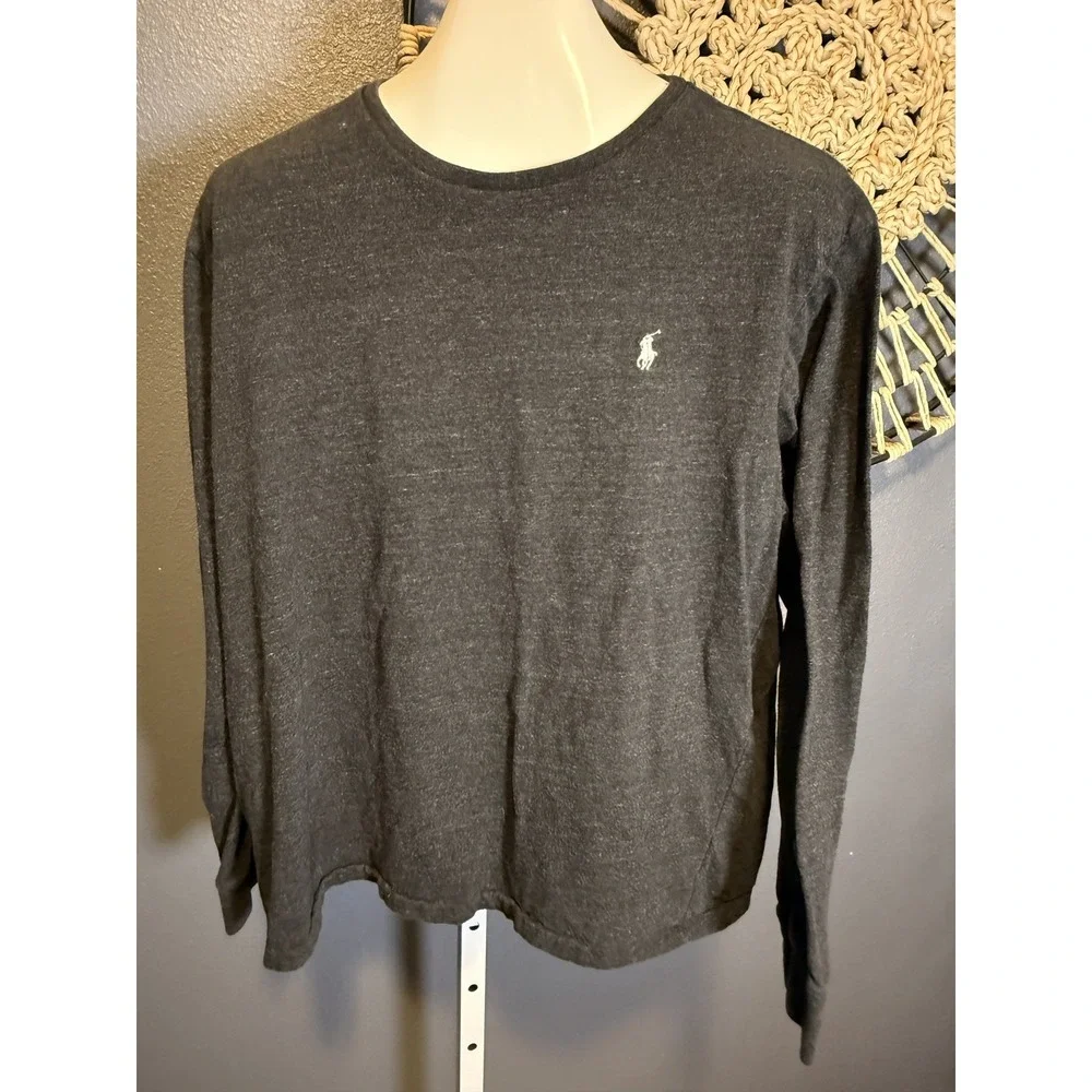 Polo Ralph Lauren Shirt Mens Large  Gray Pony Logo Long Sleeve Tee Casual